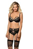 Exclusive push-up bra, soft lace, glitter, straps over bust, A to D-cup
